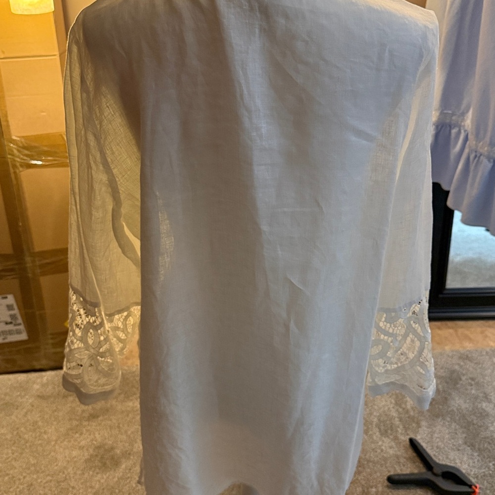 Chico's White Linen Lace Blouse - Picture 4 of 6